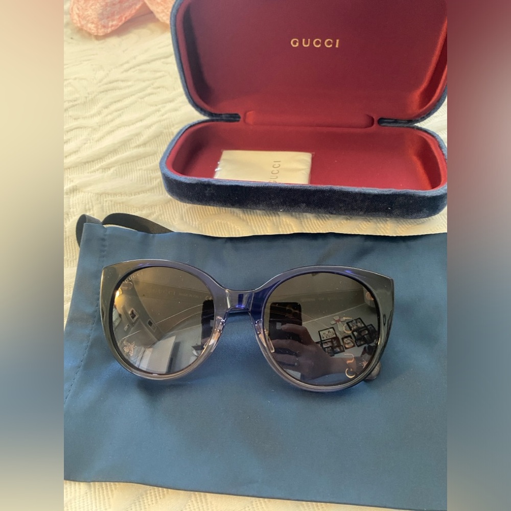 GUCCI blue and pink cat eye sunglasses